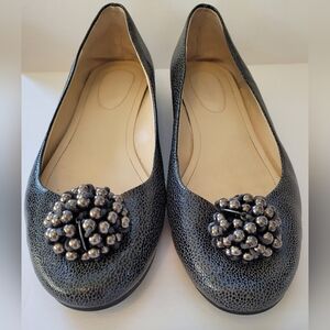 Calvin Klein Mackenzi Reptile Flat w/Cluster Bead Womens Sz 9M